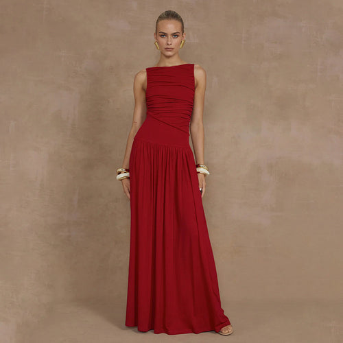 Damen Elegantes Maxikleid mit raffiniertem Rüschendesign Drune