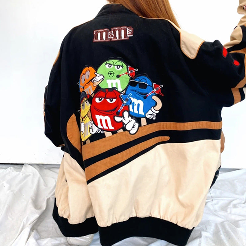 Damen lässige Collegejacke mit buntem Grafikdesign Drune