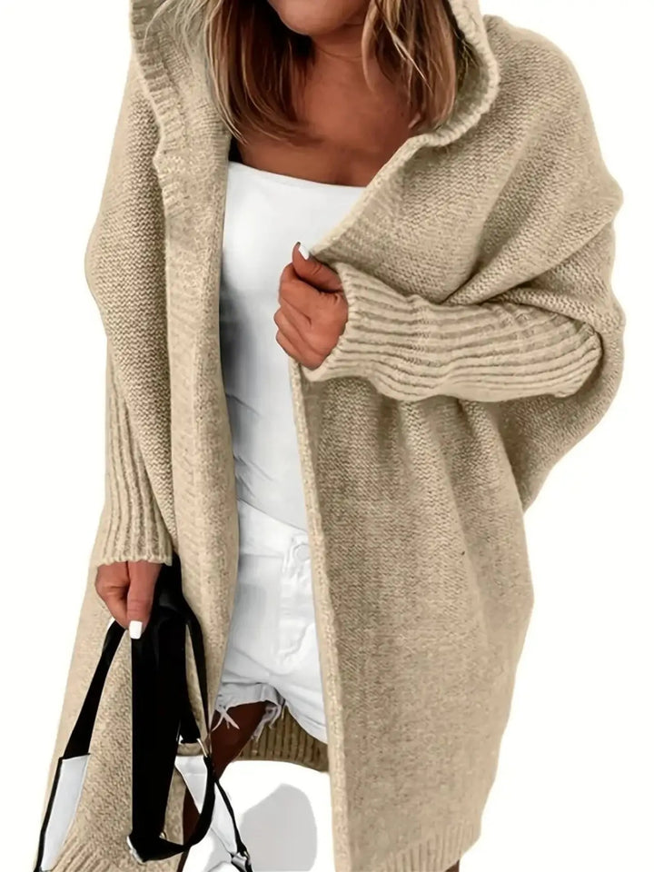 Damen Kuschelige Strickjacke mit Kapuzen und weit geschnittenem Design Drune
