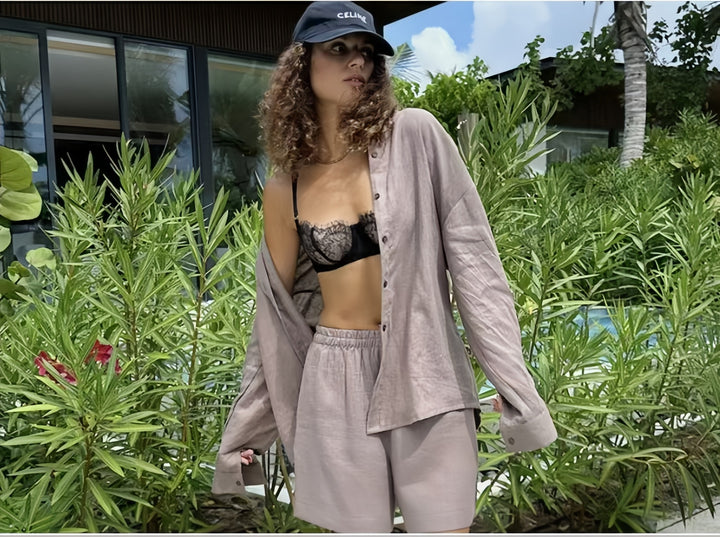 Damen Oversized Hemdblusenkleid mit langen Ärmeln und asymmetrischem Schnitt Drune