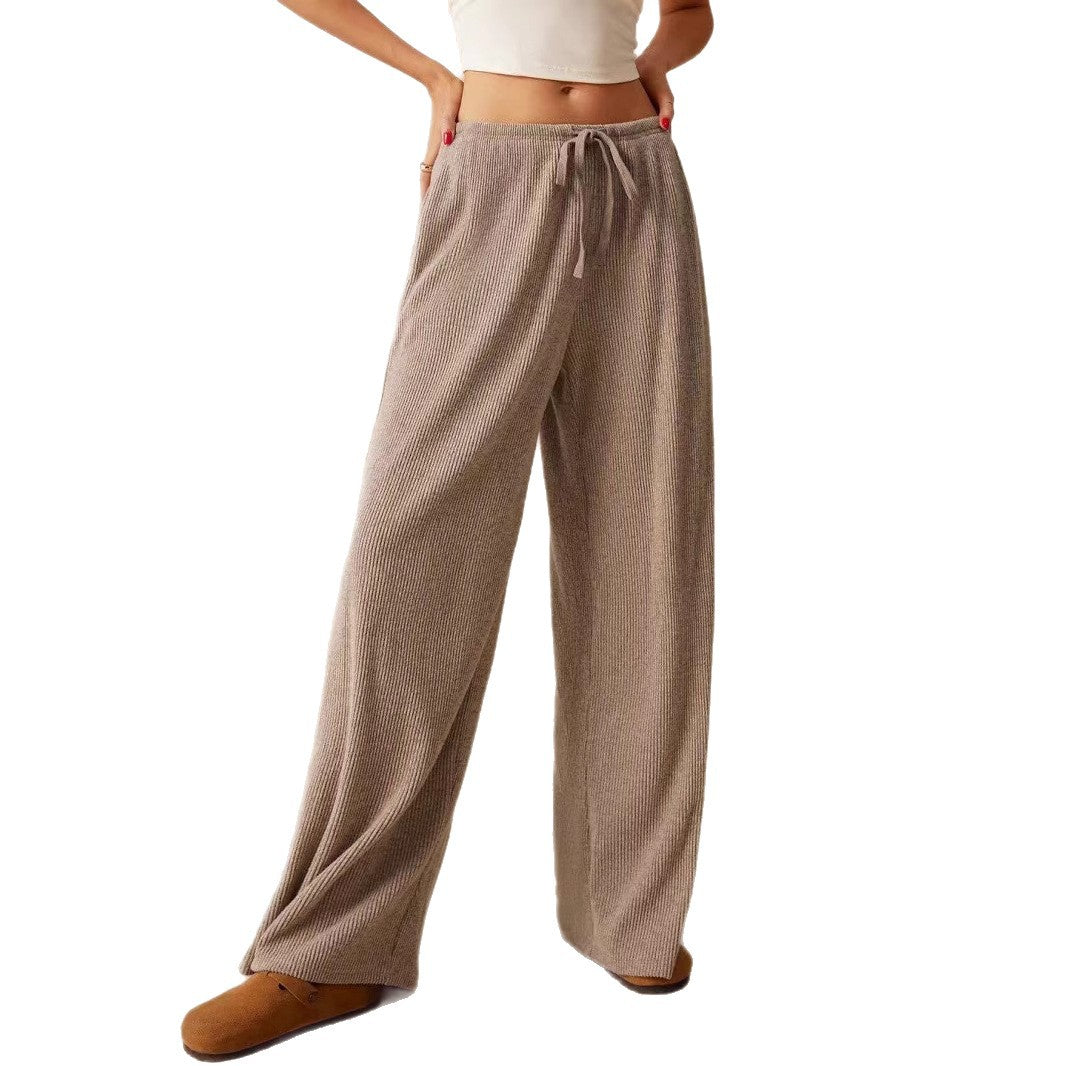 Damen weite Strickhose mit verstellbarem Bund und seitlichen Taschen Drune