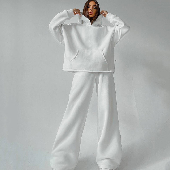 Damen nan weiches Oversize Hoodie mit weitem Schlag Jogginghose Set Drune