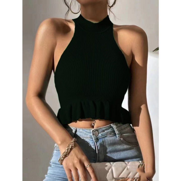 Damen Ribbed Crop Top mit rüschendetail Drune