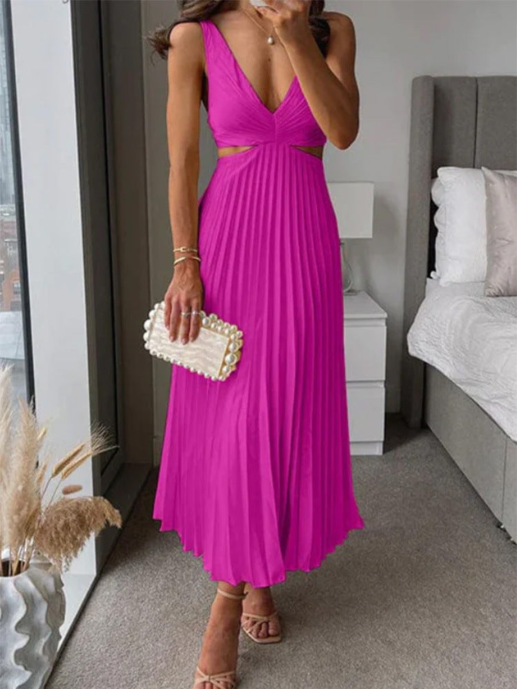 Damen Maxikleid mit plissiertem Design und kunstvollen Cut-Out-Details Drune
