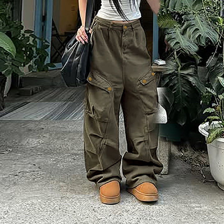 Damen Cargo-Hosen mit weitem Schnitt und mehreren Taschen Drune