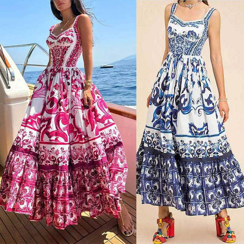 Damen Maxikleid mit elegantem A-Linien-Schnitt und floralen Musterdetails Drune