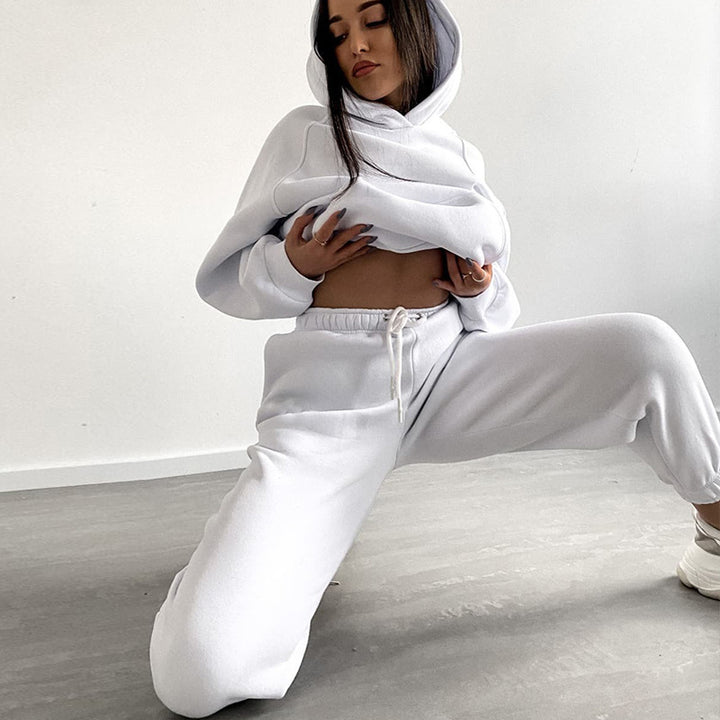 Damen lässiges Sweatset mit lockerer Passform und elastischem Bund Drune