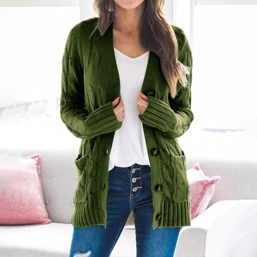 Damen Strickjacke mit strukturiertem Zopfdesign und praktischen Taschen Drune