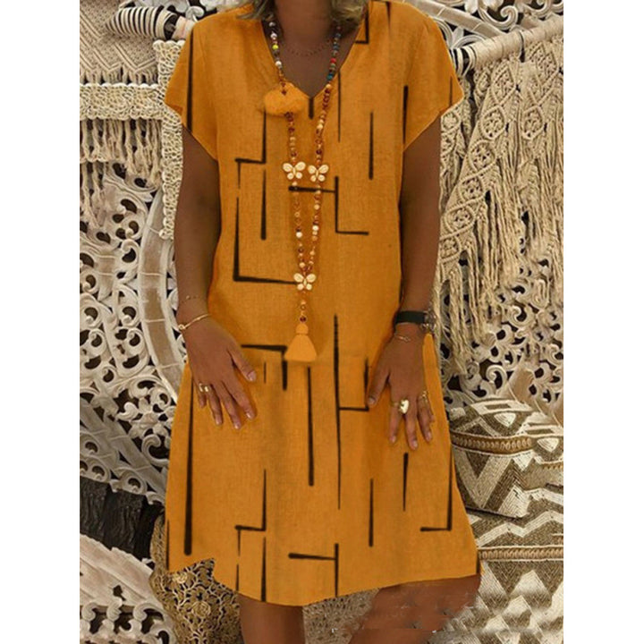 Damen Freizeitkleid aus Leinen mit minimalistischem Druck Drune