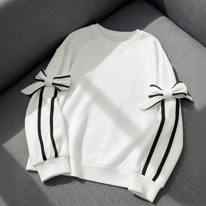 Damen Sweatshirt mit modischem Schleifendesign und Streifen Drune