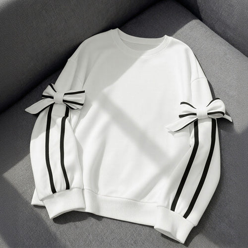 Damen Sweatshirt mit modischem Schleifendesign und Streifen Drune