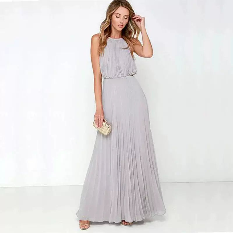 Damen Plissee-Abendkleid Rückenausschnitt Blouson-Top
