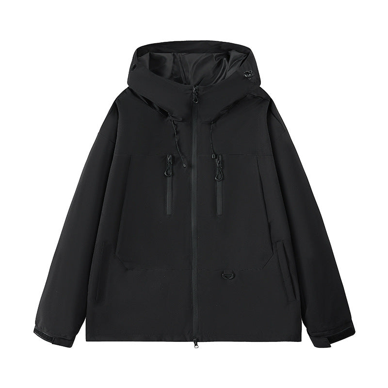 Herren wasserabweisende Outdoor-Jacke mit verstellbarer Kapuze und multifunktionalen Taschen Drune