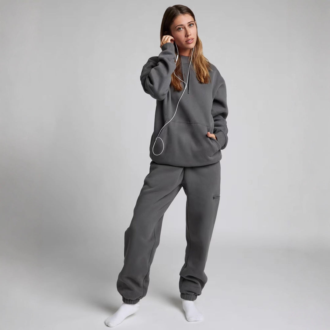 Damen nan Kapuzensweatshirt mit integrierter Schlafblende und weichem Fleece-Innenfutter Drune