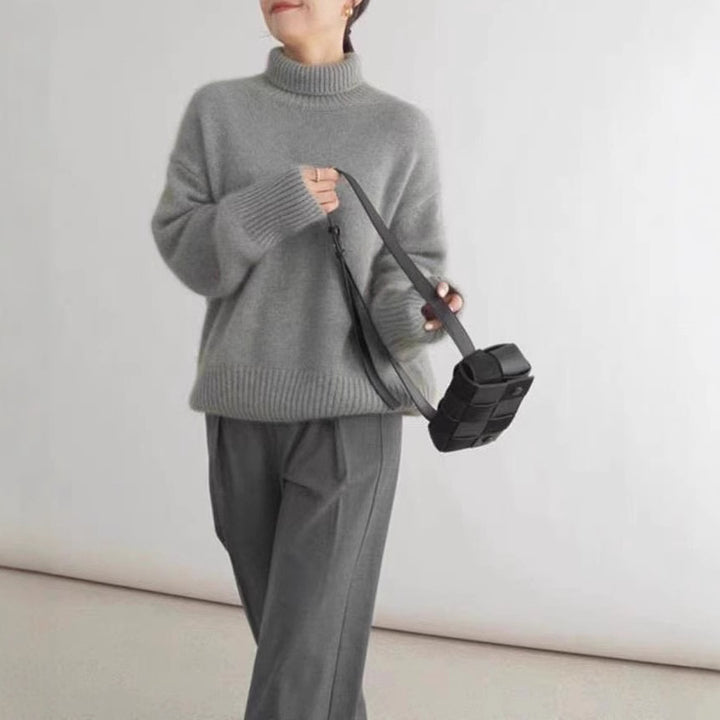Damen Designer Rollkragenpullover aus hochwertiger Wolle Drune