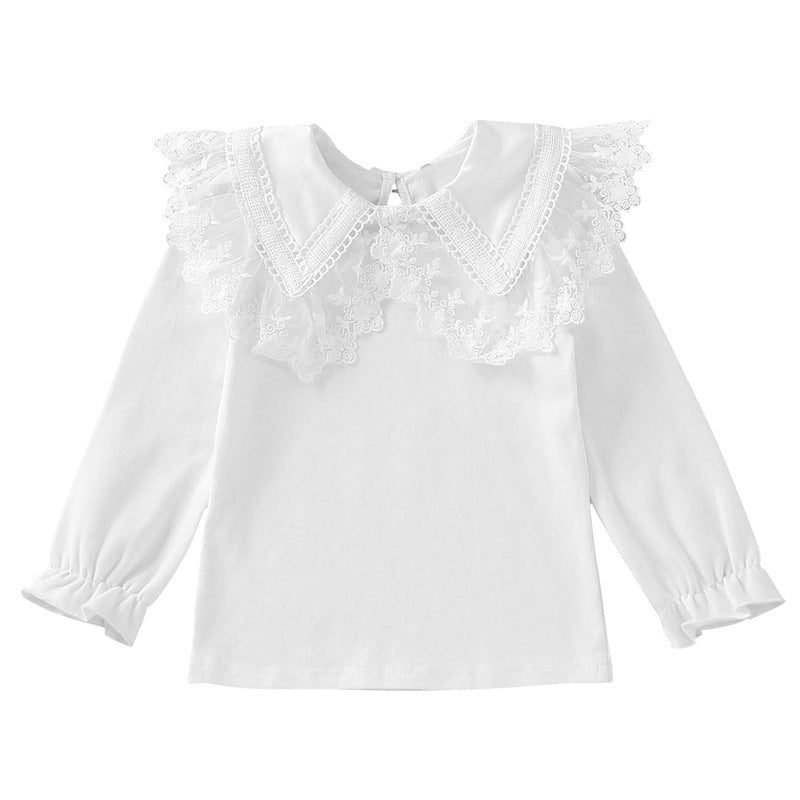 Mädchen Bluse mit romantischem Rüschenkragen und edlen Stickereien Drune