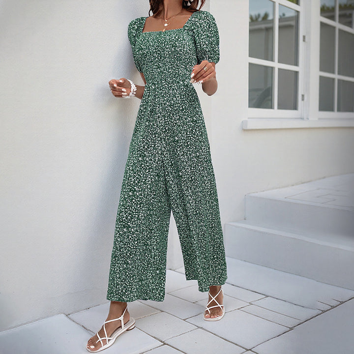 Damen Oversized Jumpsuit mit Puffärmeln und elastischem Taillenbund Drune