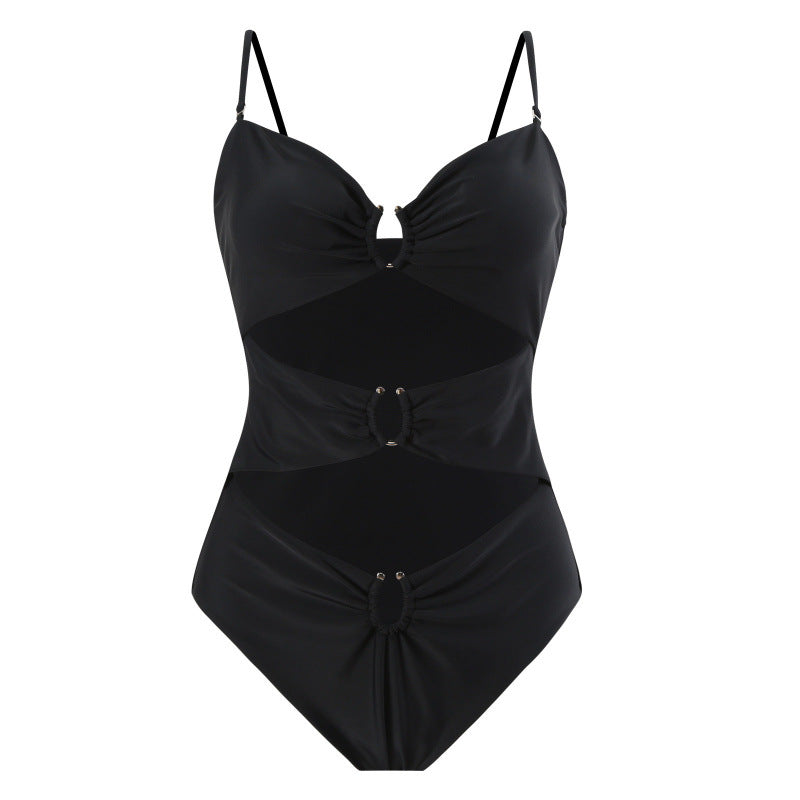 Damen Einteiler Badeanzug mit raffinierten Cut-Outs und stilvollem Wickeldetail Drune