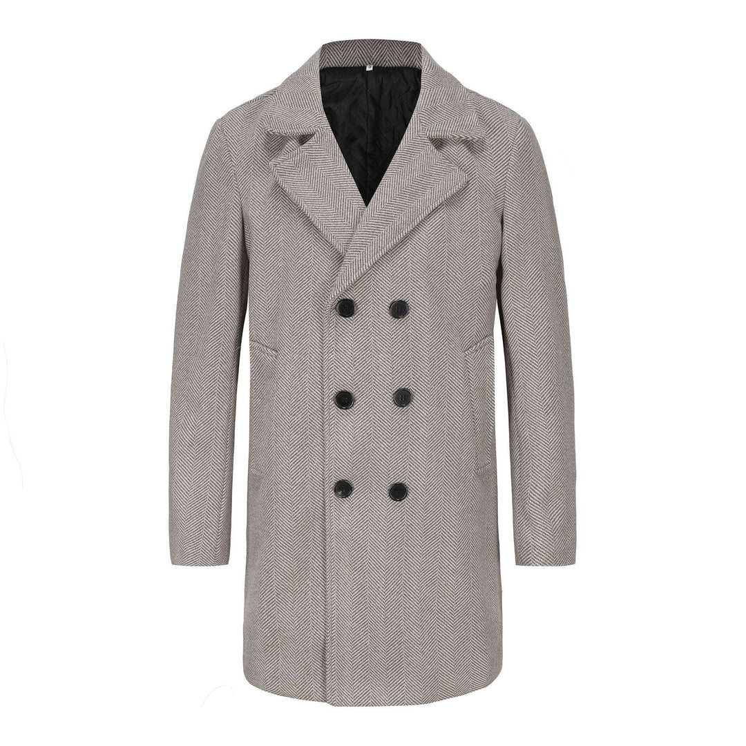 Herren eleganter Doppelreiher-Mantel mit strukturiertem Obermaterial Drune