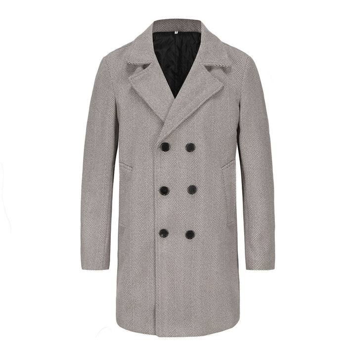 Herren eleganter Doppelreiher-Mantel mit strukturiertem Obermaterial Drune