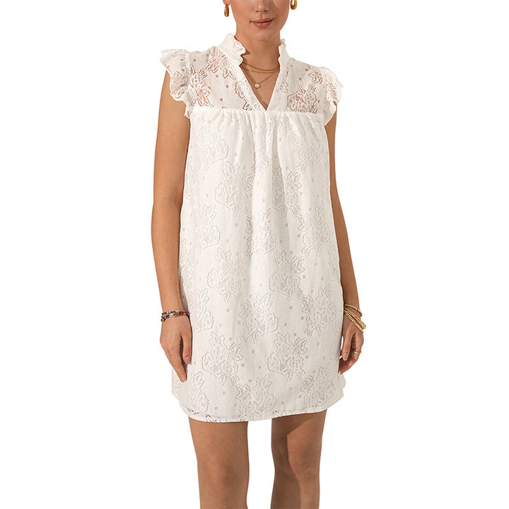 Damen lässiges Sommerkleid mit feinen Spitzenakzenten Drune