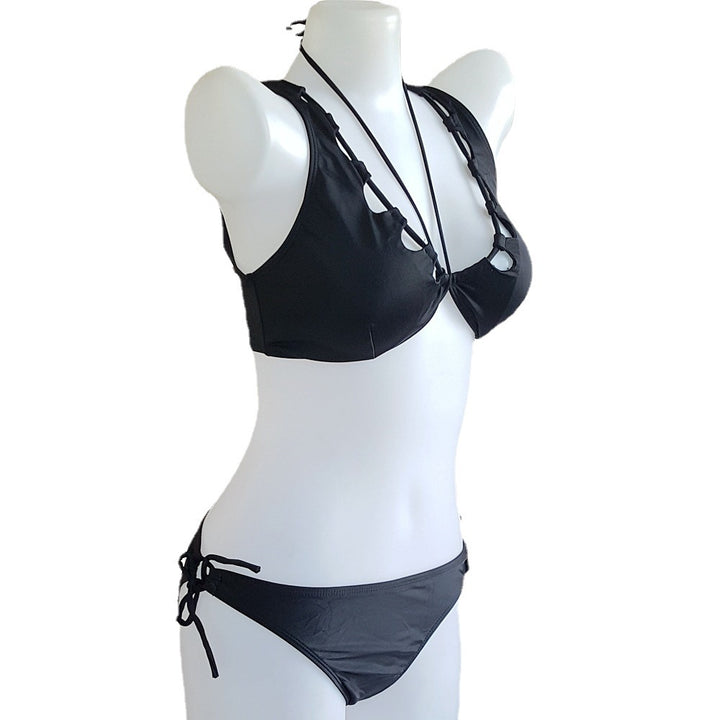 Damen Triangel-Bikini mit tiefem V-Ausschnitt und Schnürdetails Drune