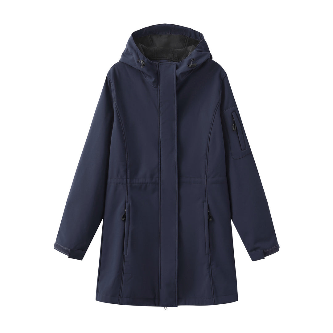 Damen nan funktionaler Softshell-Parka mit Teddyfleece-Futter, Kapuze und Taillenzug Drune