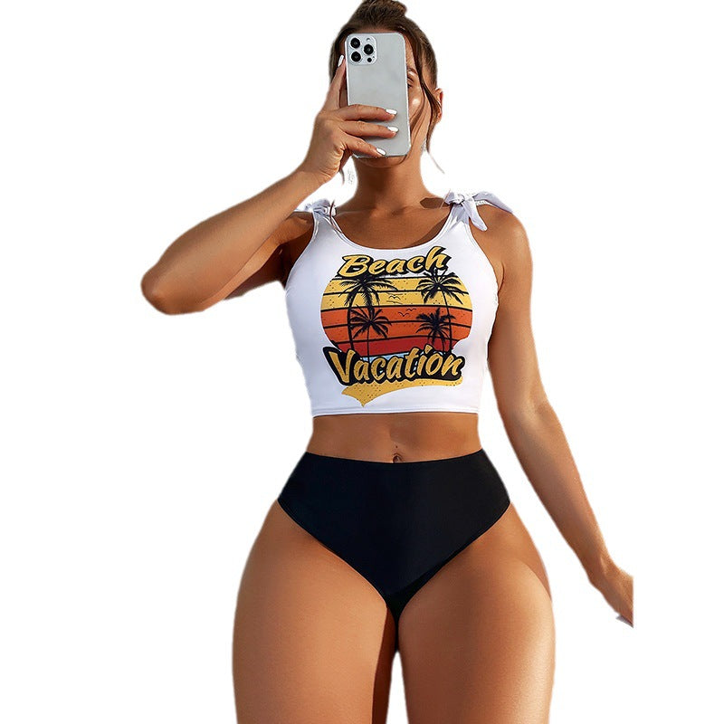 Damen Bikini-Set mit grafischem Motiv und hohem Beinausschnitt Drune