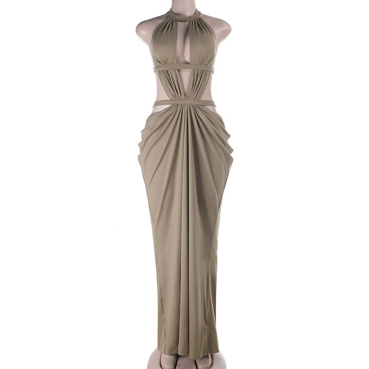 Damen Maxi-Kleid mit raffiniertem Cut-Out-Design und asymmetrischem Saum Drune