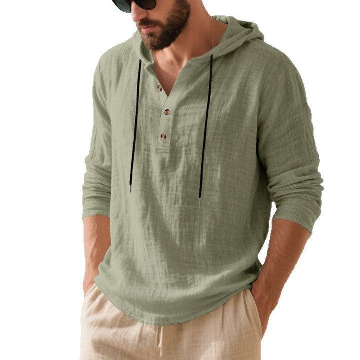 Herren lässiges Kapuzenshirt aus weichem Baumwollmix mit Knopfleiste und praktischen Taschen Drune