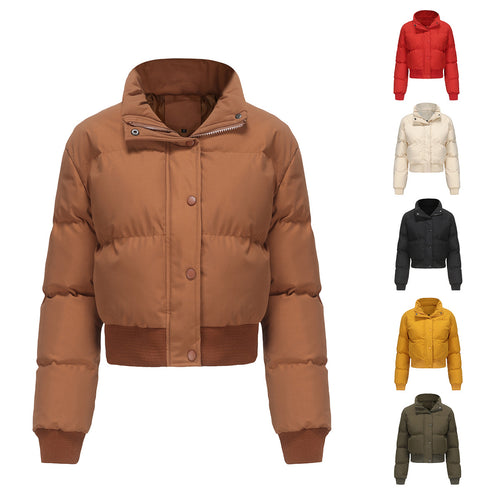 Damen cropped Steppjacke mit hohem Kragen und praktischen Druckknöpfen Drune