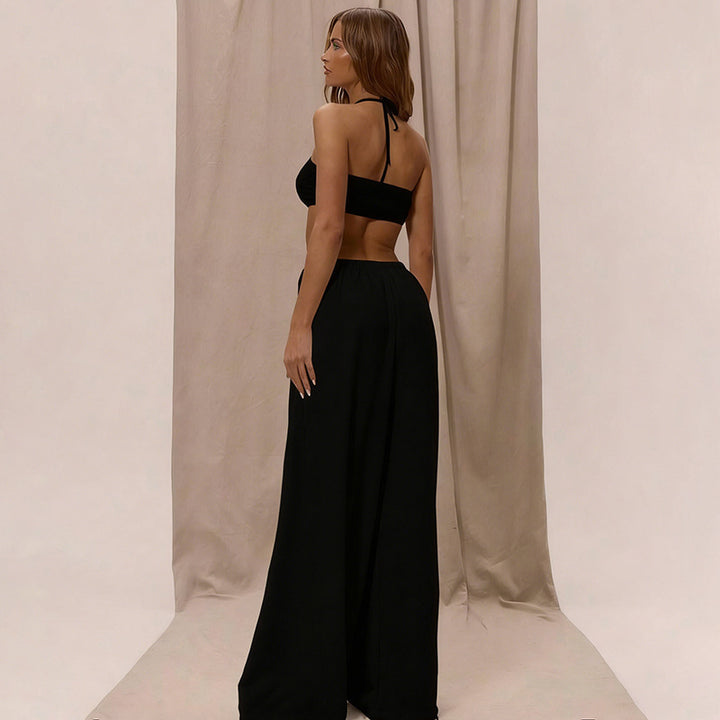 Damen Maxikleid mit seitlichem Cut-Out und Halterneck-Design Drune