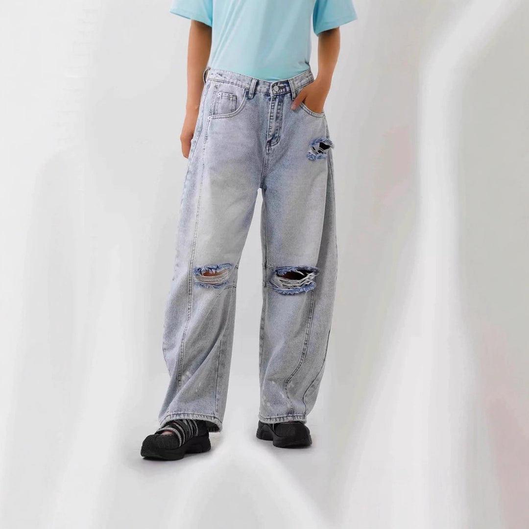 Damen weit geschnittene Destroyed Jeans Drune
