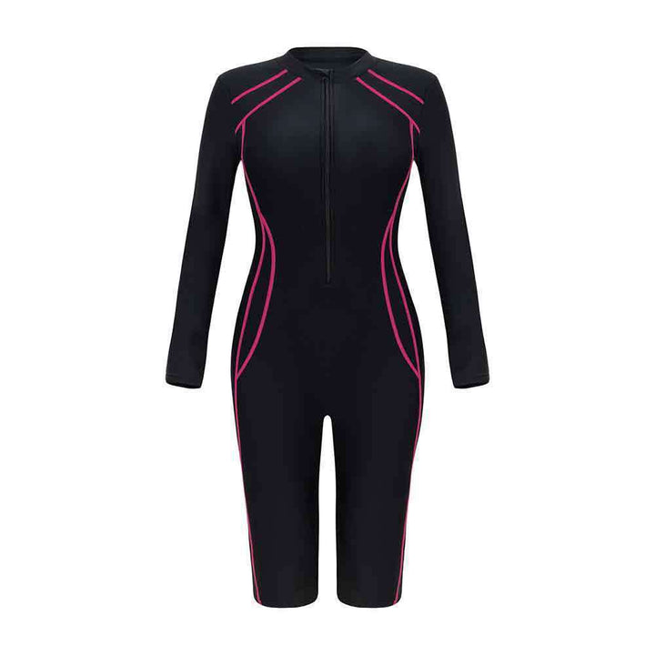 Damen Sportlicher Langarm-Schwimmanzug mit Reißverschluss Drune