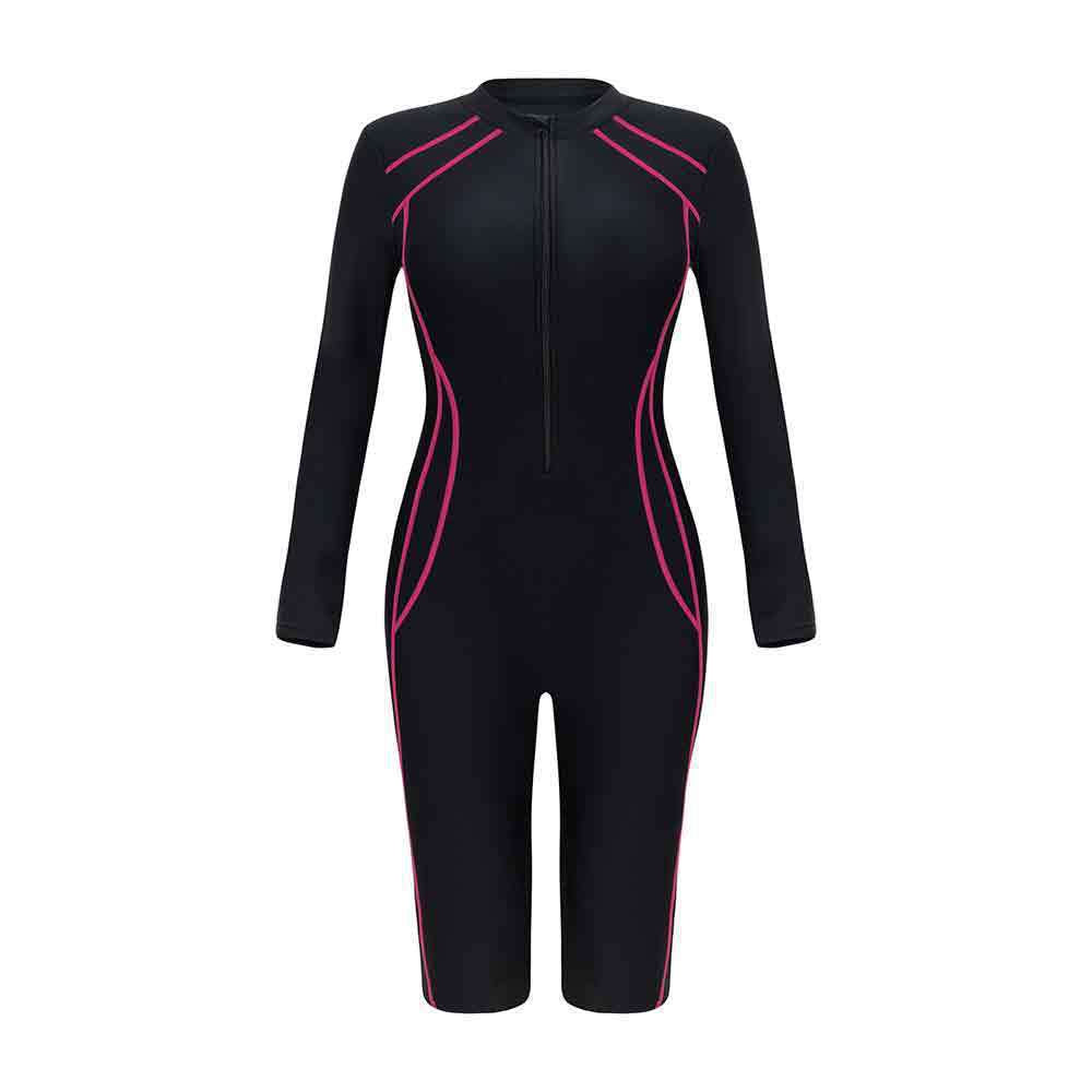 Damen Sportlicher Langarm-Schwimmanzug mit Reißverschluss Drune
