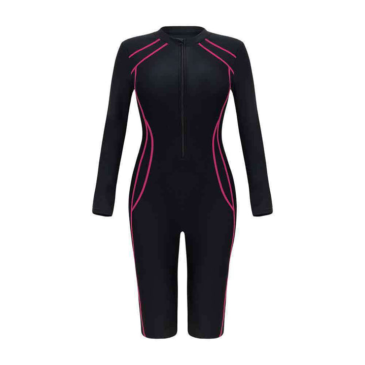 Damen Sportlicher Langarm-Schwimmanzug mit Reißverschluss Drune