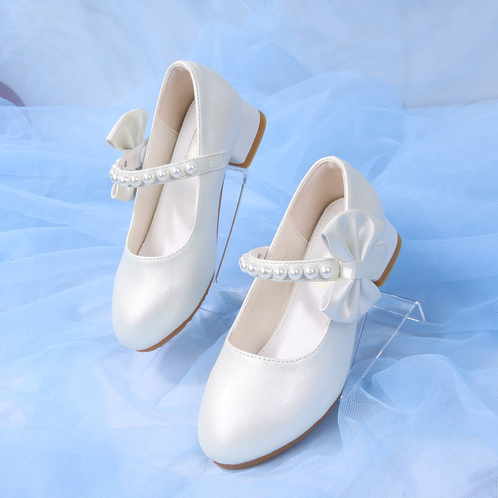 Mädchen elegante Ballerinas mit Schleifen- und Perlenakzenten Drune
