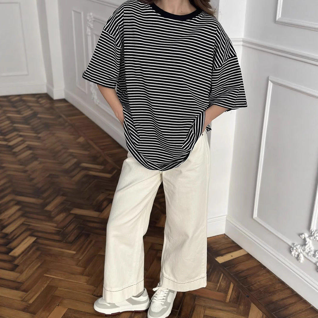 Damen Oversized Streifen-T-Shirt Drune