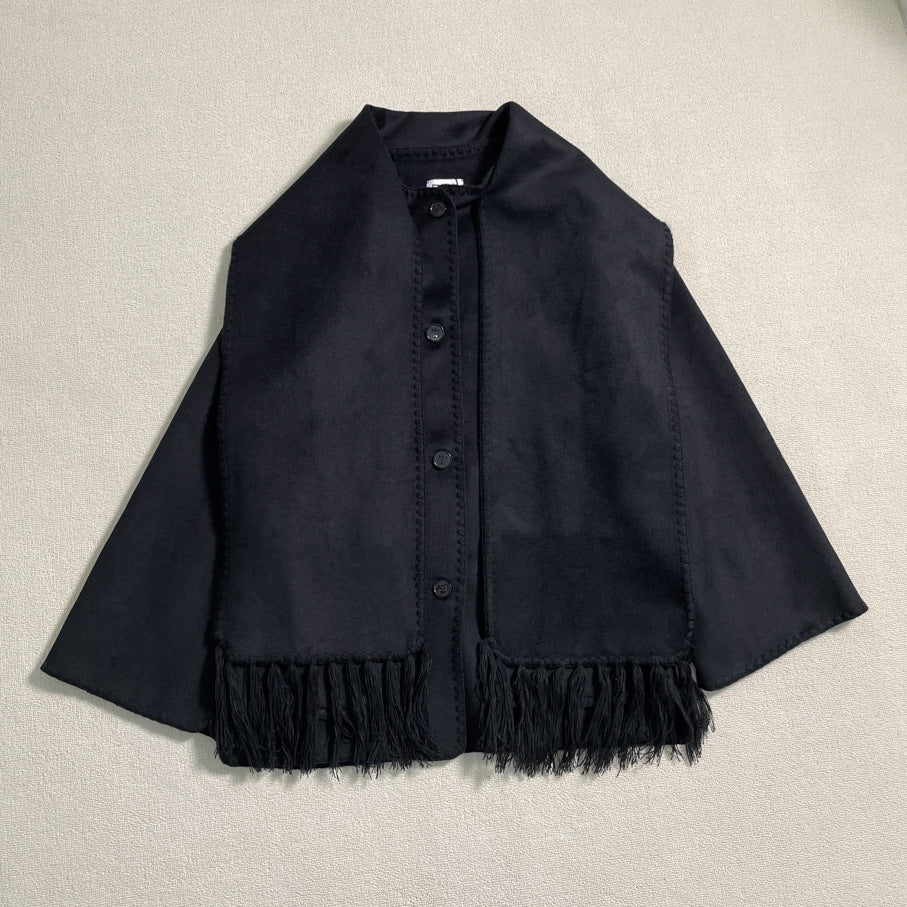 Damen elegante und vielseitige Wolle Poncho Drune