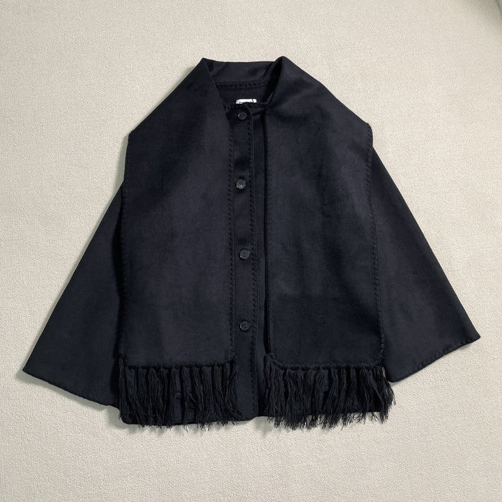 Damen elegante und vielseitige Wolle Poncho Drune