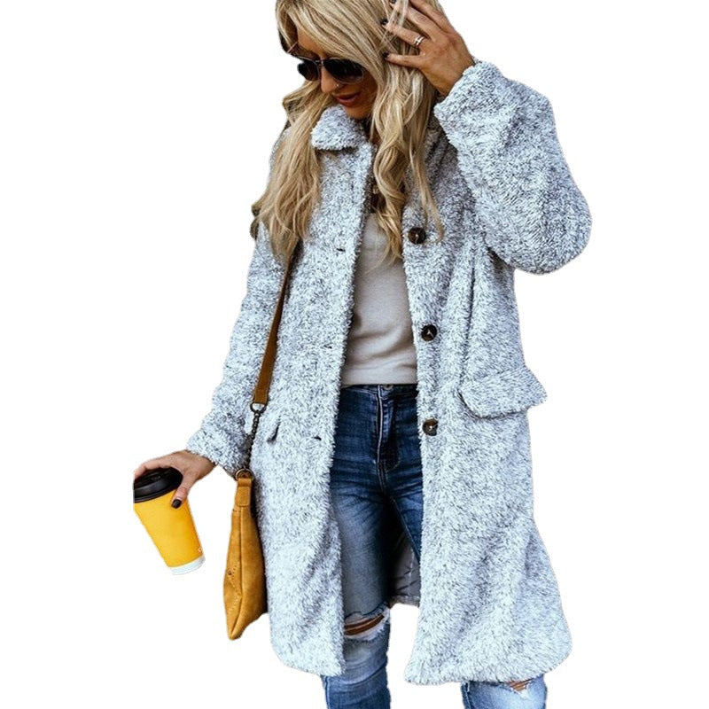 Damen Fleecejacke mit Knopfverschluss und praktischen Taschen Drune
