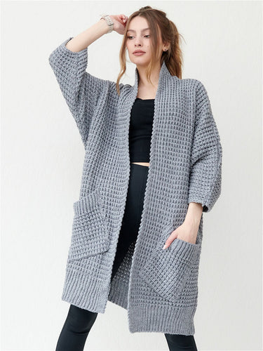 Drune | Strickjacke - Oversized Fit - Offene Vorderseite - Gerippte Kanten - Große Taschen
