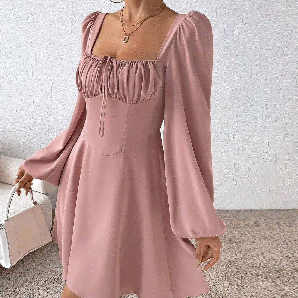 Damen Minikleid mit Rüschendetails und schickem Puffärmeln Drune