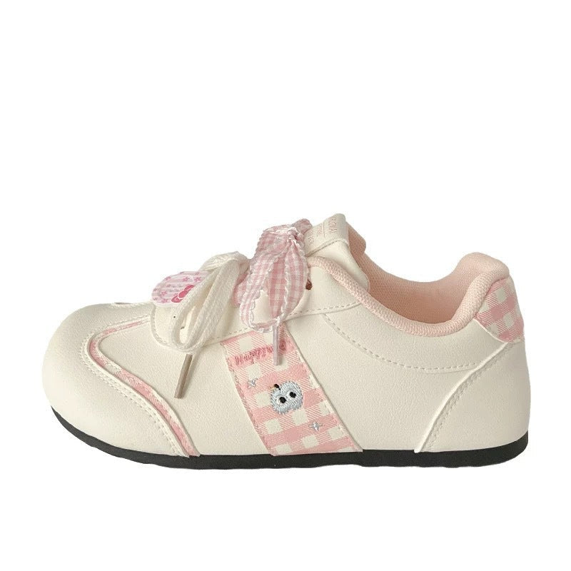 Damen Sneakers mit verspieltem Karomuster und dekorativen Schleifen Drune