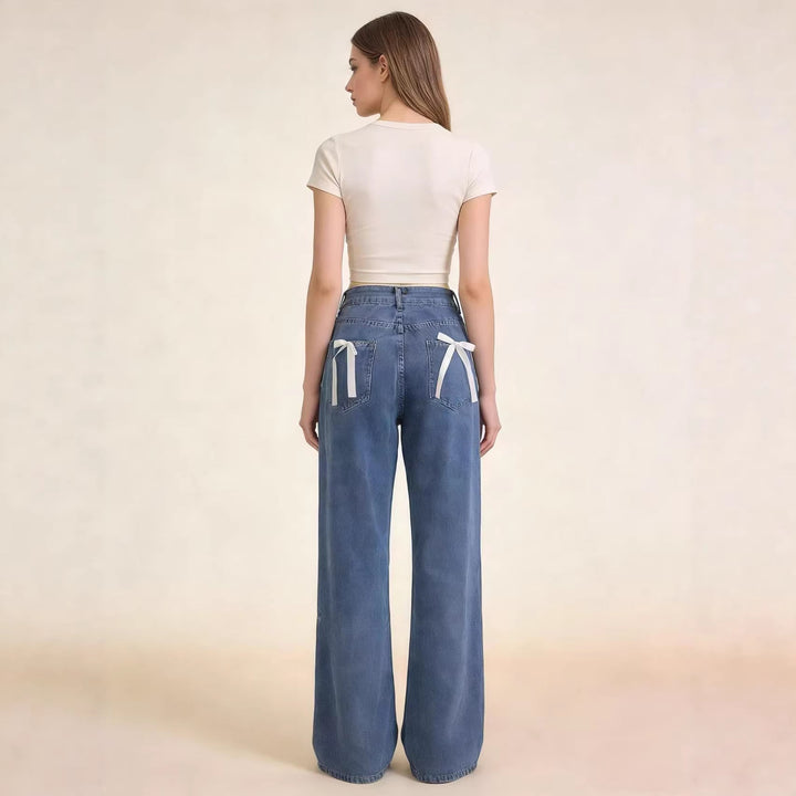 Damen nan hochgeschnittene extra-lange Schlagjeans mit weitem Bein und cleanem Five-Pocket-Schnitt Drune