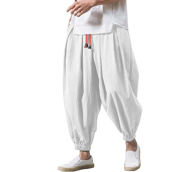 Herren nan ausgefallene Ballonhose im Haremstil mit Faltenwurf, elastischem Bund und Kordelzug Drune
