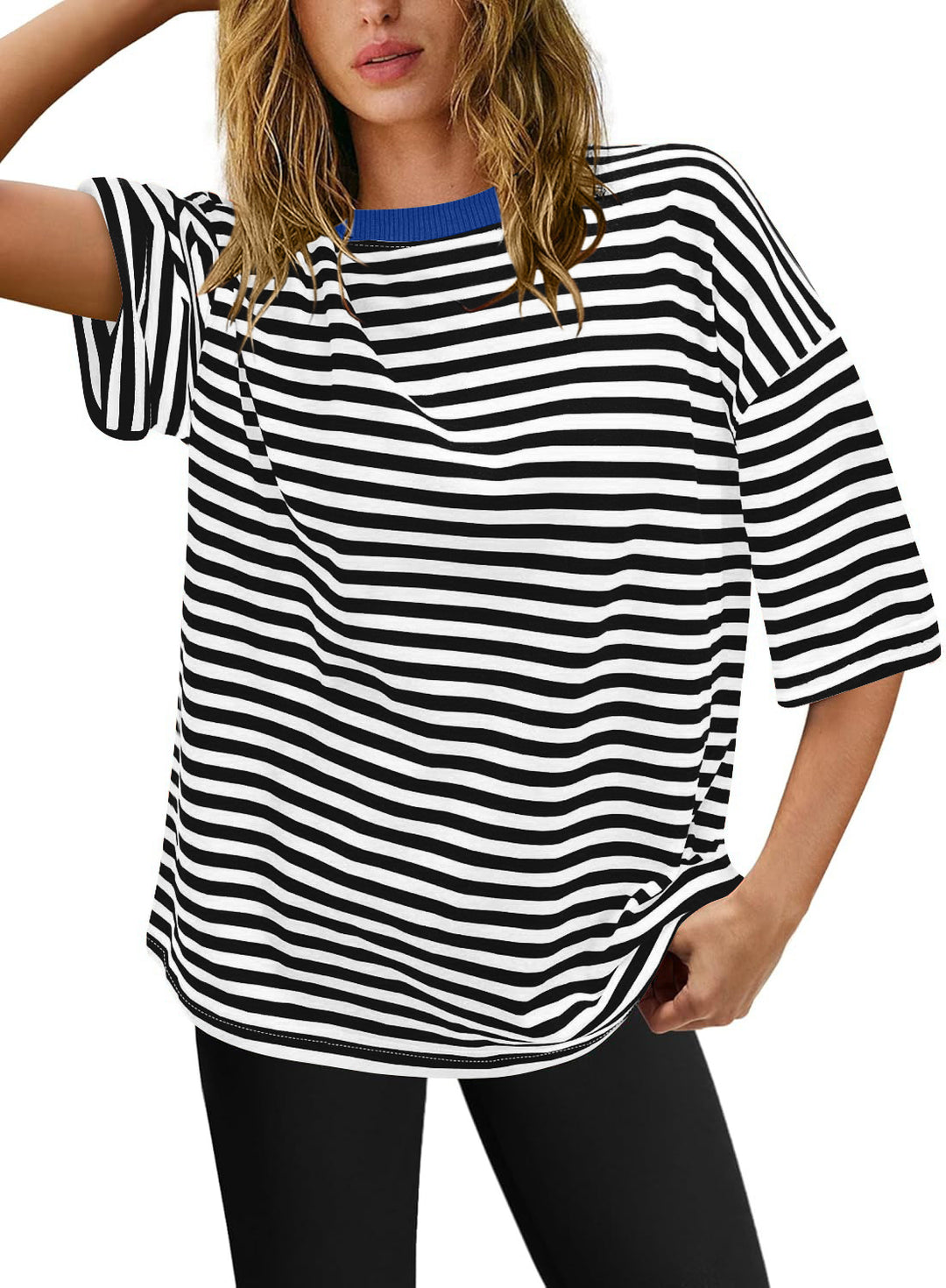 Damen Übergrößen T-Shirt mit Streifenmuster Drune