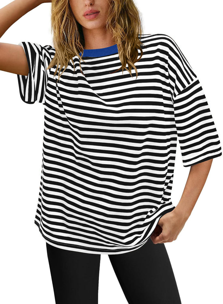 Damen Übergrößen T-Shirt mit Streifenmuster Drune