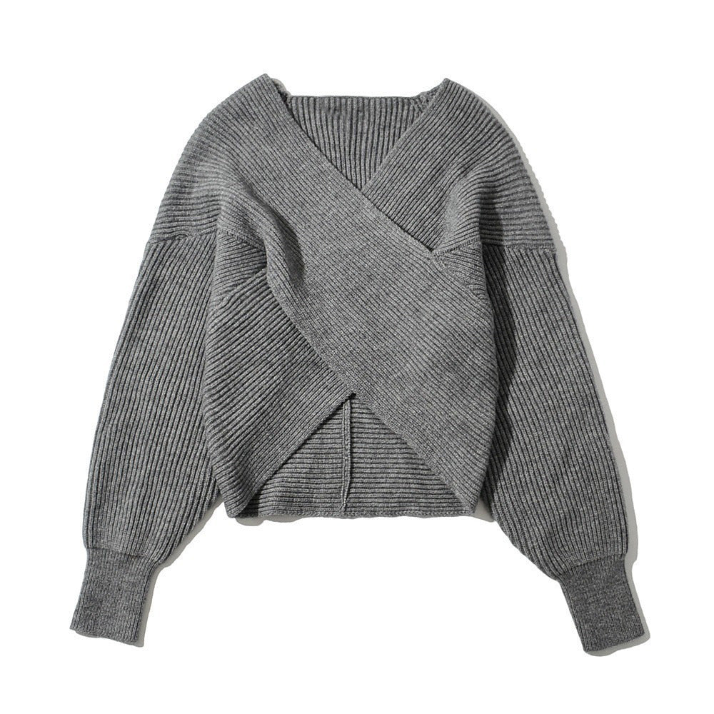 Damen Wickelpullover mit modernem Strukturdesign Drune