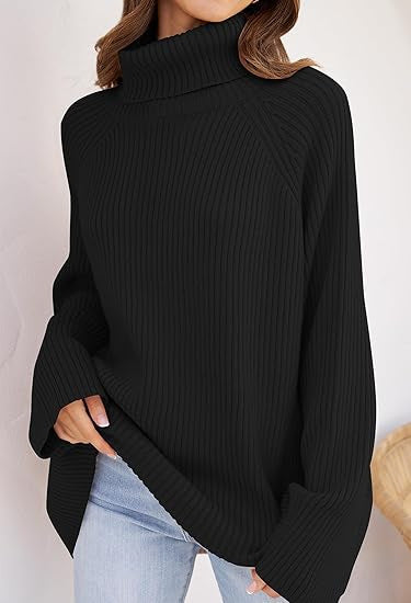Damen Kaschmir-Feinstrickpullover mit hohem Kragen und weitem Schnitt Drune